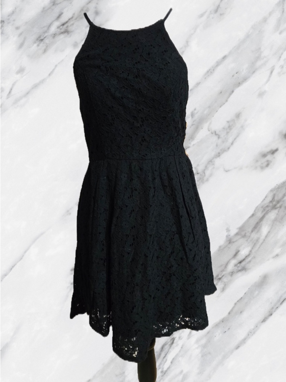 Abercrombie & Fitch Black Lace Halter Mini Dress